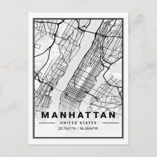 Manhattan New York USA Travel City Map Postcard
