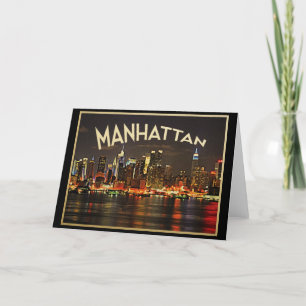 Manhattan Night Skyline Card