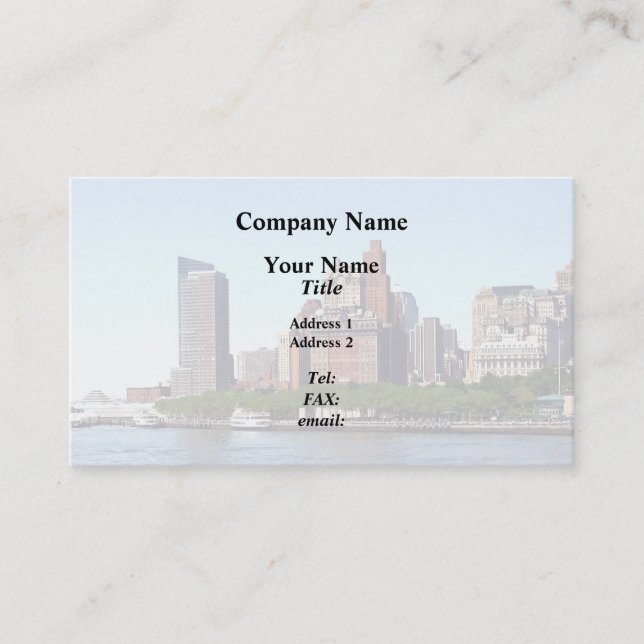 Manhattan NY - Manhattan Skyline on a Clear Day Business Card (Front)