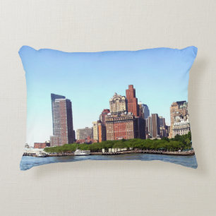 Manhattan NY - Manhattan Skyline on a Clear Day Decorative Cushion