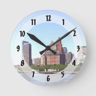 Manhattan NY - Manhattan Skyline on a Clear Day Round Clock