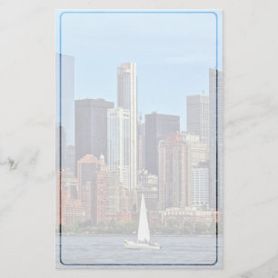 Manhattan NY – Sailboat By Manhattan Skyline Stationery