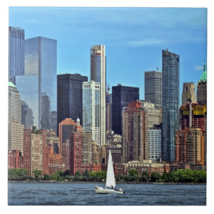 Manhattan NY – Sailboat By Manhattan Skyline Tile