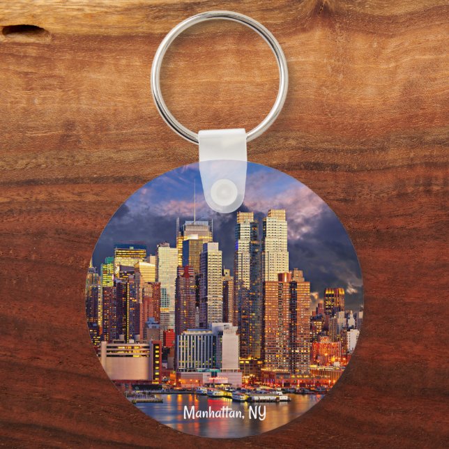 Manhattan, NY skyline Key Ring (Back)