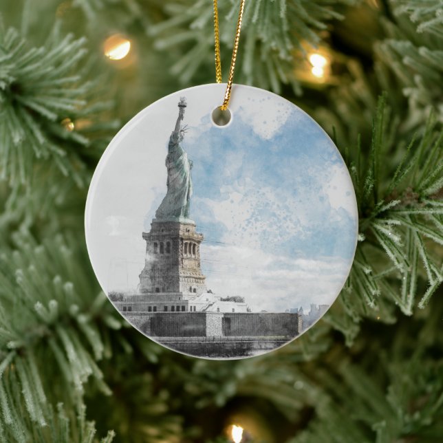 Manhattan Nyc Liberty Statue Ceramic Tree Decoration (Tree)
