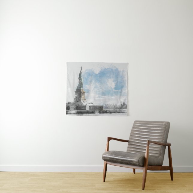 Manhattan Nyc Liberty Statue Tapestry (In Situ (Horizontal))