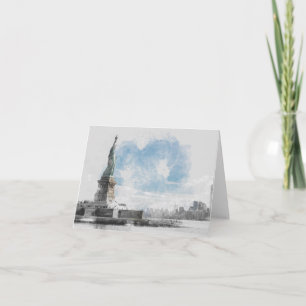 Manhattan Nyc Liberty Statue Thank You Card