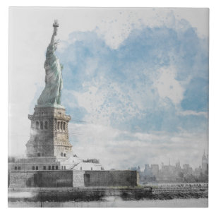 Manhattan NYC Statue of Liberty Ceramic Tile Wall