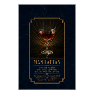 Manhattan Recipe Poster Bar Art