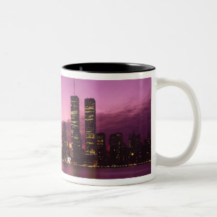 Manhattan Skyline and Hudson River, New York, Two-Tone Coffee Mug