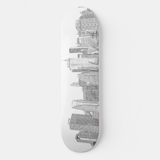 Manhattan Skyline at Night Skateboard (Front)