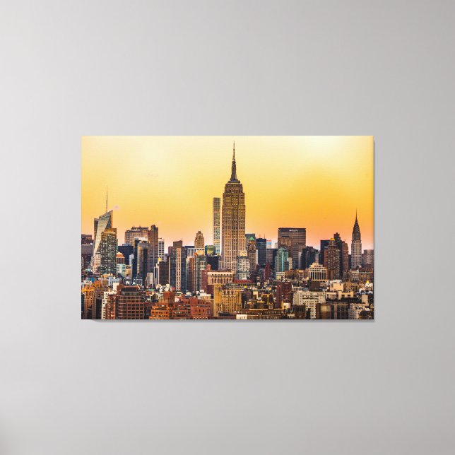MANHATTAN SKYLINE AT SUNSET, NEW YORK, USA CANVAS PRINT (Front)