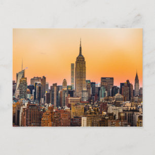 MANHATTAN SKYLINE AT SUNSET, NEW YORK, USA POSTCARD