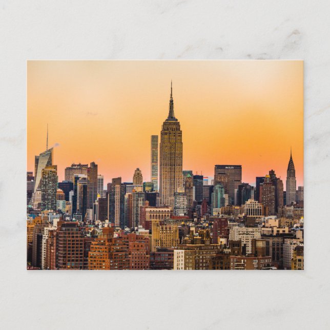 MANHATTAN SKYLINE AT SUNSET, NEW YORK, USA POSTCARD (Front)