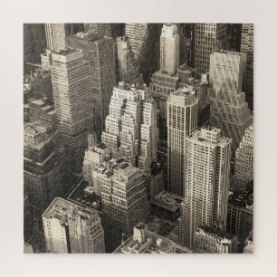 Manhattan skyline, black and white aerial. jigsaw puzzle
