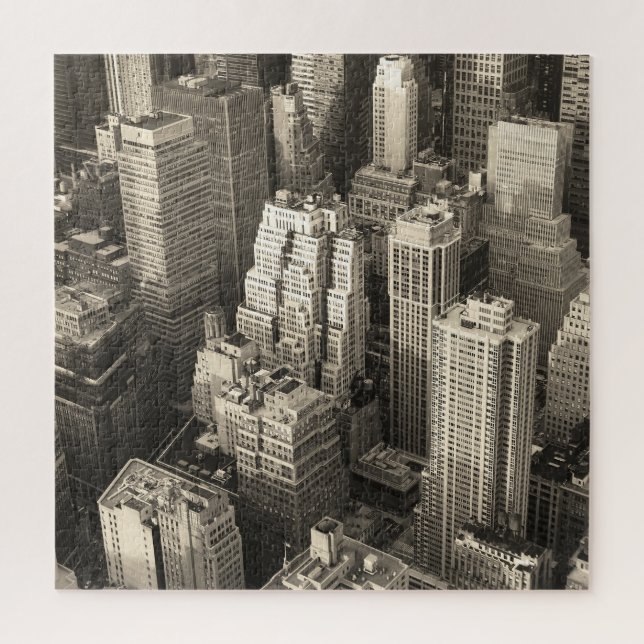 Manhattan skyline, black and white aerial. jigsaw puzzle (Vertical)