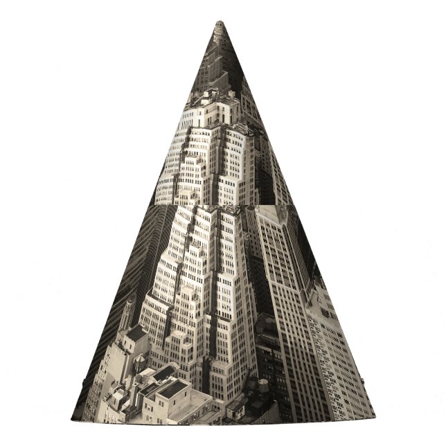 Manhattan skyline, black and white aerial. party hat (Front)