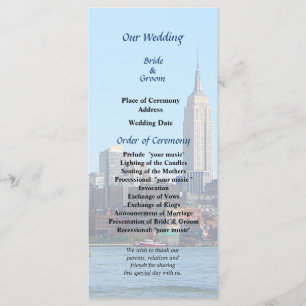 Manhattan Skyline From Hoboken Wedding Program Programme