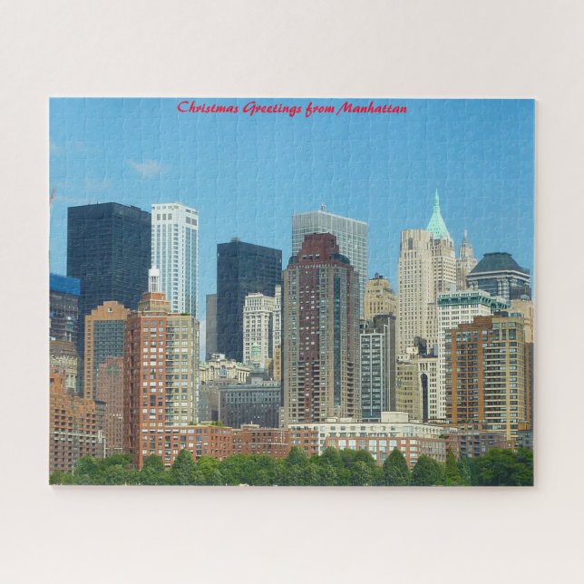 Manhattan Skyline New York.Christmas Greetings Jigsaw Puzzle (Horizontal)