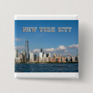 Manhattan Skyline New York City USA 15 Cm Square Badge