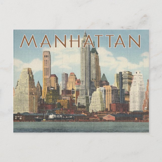 Manhattan skyline vintage New York Postcard (Front)