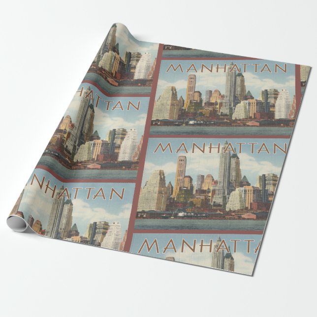 Manhattan skyline vintage New York Wrapping Paper (Unrolled)