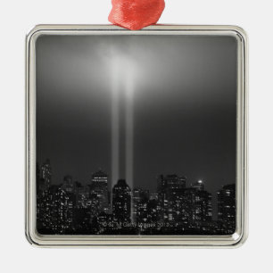 Manhattan skyline with 9/11, New York City Metal Tree Decoration