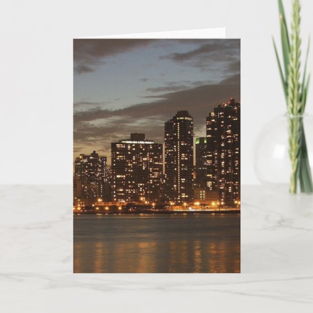Manhattan Skyscrapers at Night Card (Front)