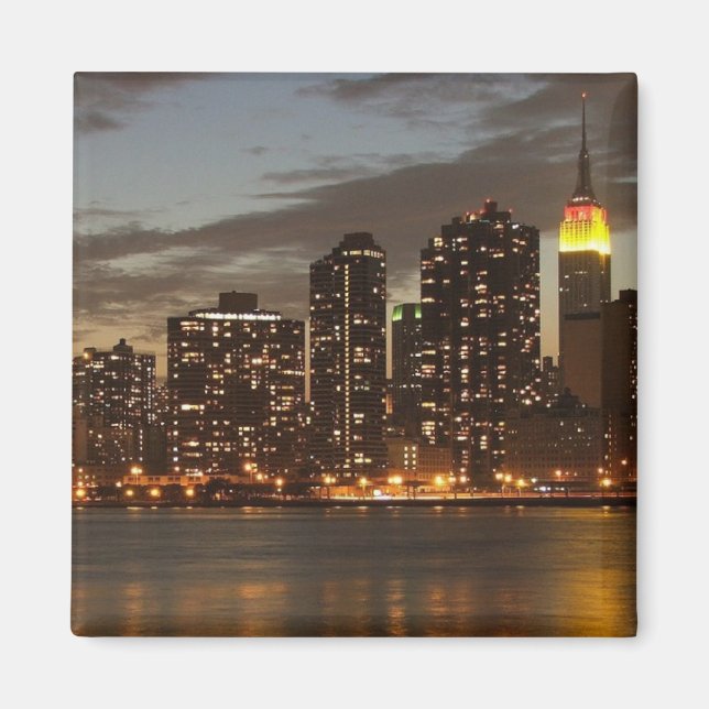 Manhattan Skyscrapers at Night Magnet (Front)