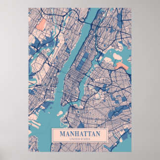 Manhattan - United States Breezy City Map Poster