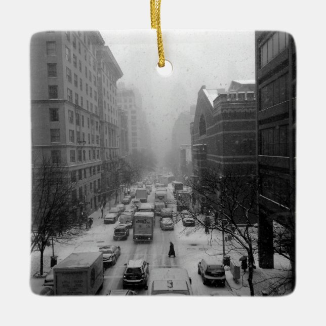 Manhattan Winter Ceramic Ornament (Front)