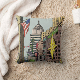 Manhattan Winter New York Christmas Illustration Cushion