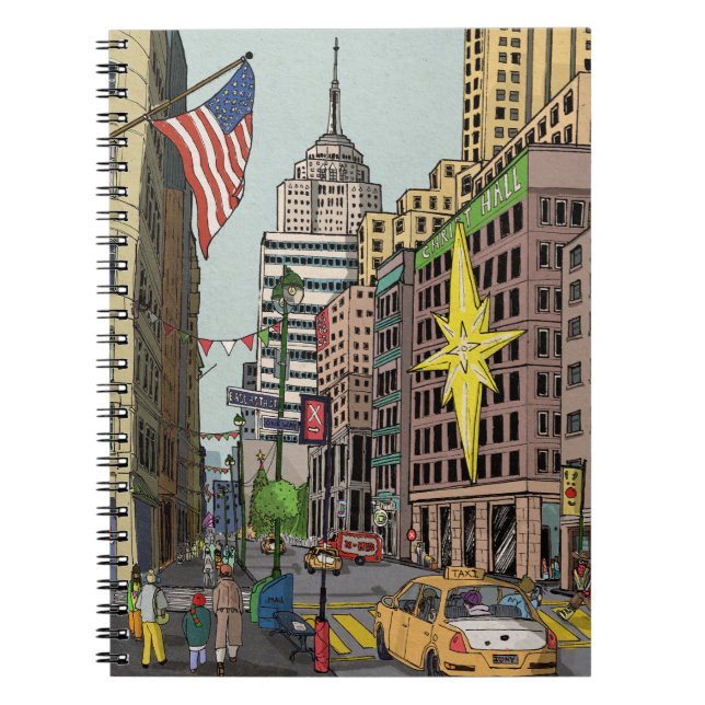 Manhattan Winter New York Christmas Illustration Notebook (Front)