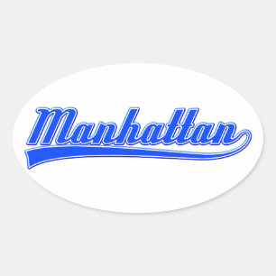 Manhattan With Swash Oval Sticker