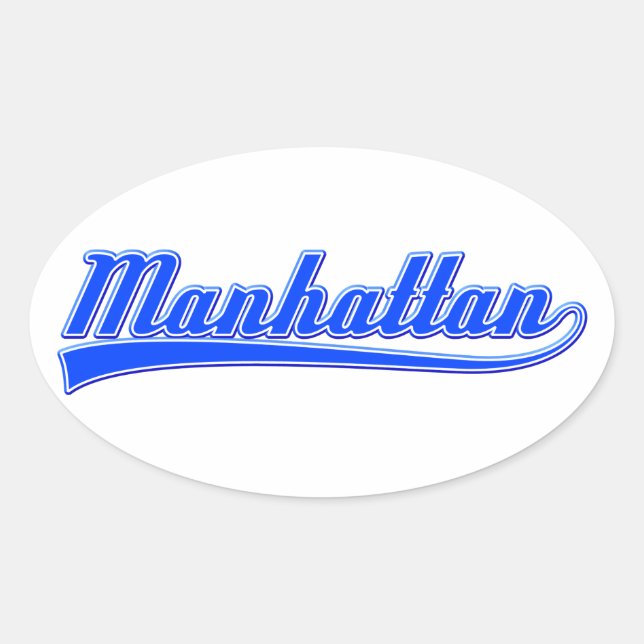 Manhattan With Swash Oval Sticker (Front)