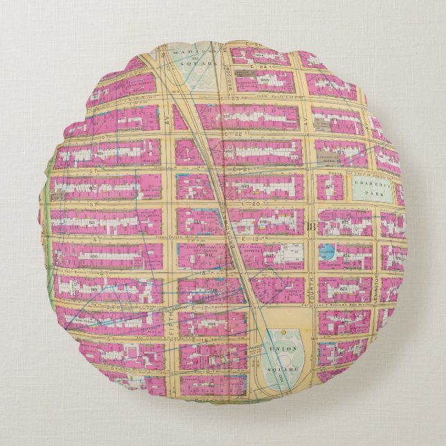 Manhatten, New York 12 Round Cushion (Front)
