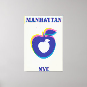 Manhatten NYC vintage 'Big Apple' Travel poster Canvas Print