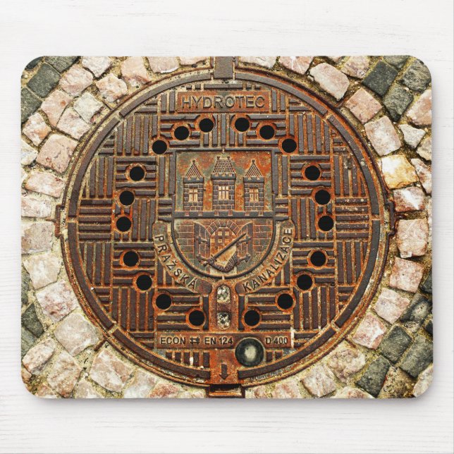 Manhole Cover 4 (Prague) Mouse Mat (Front)