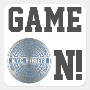 Manhole Cover Brooklyn Blue Square Sticker