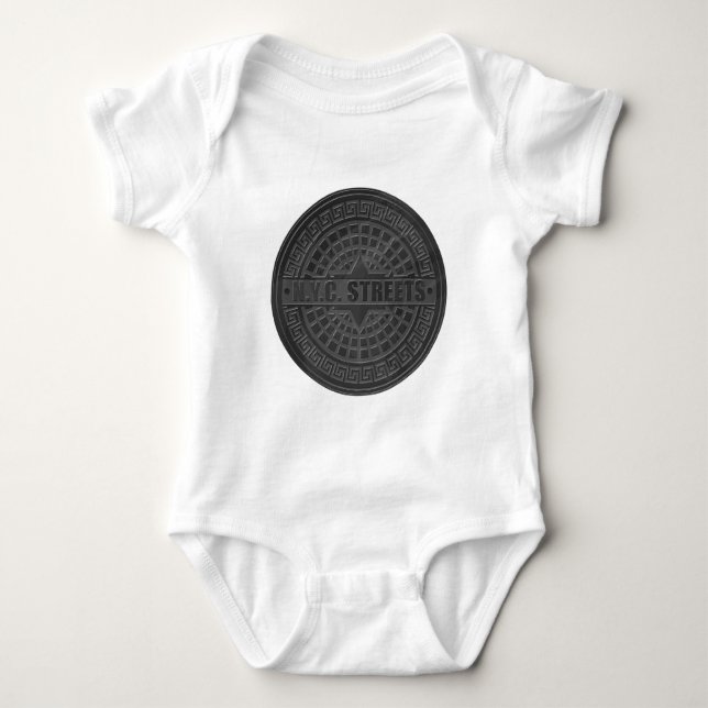Manhole Covers Black Marble Baby Bodysuit (Front)