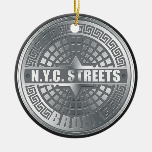 Manhole Covers Bronx Ceramic Tree Decoration (Front)