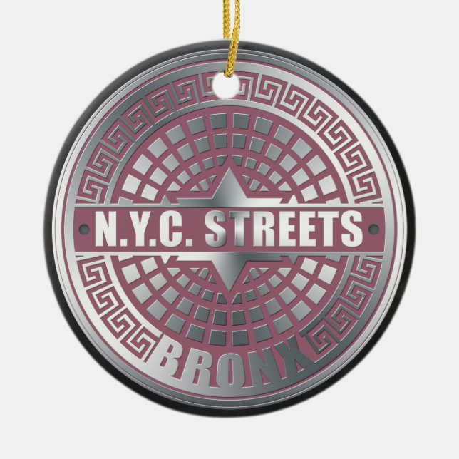 Manhole Covers Bronx Ceramic Tree Decoration (Front)