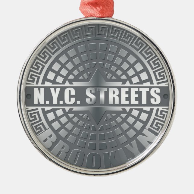 Manhole Covers Brooklyn Metal Tree Decoration (Front)