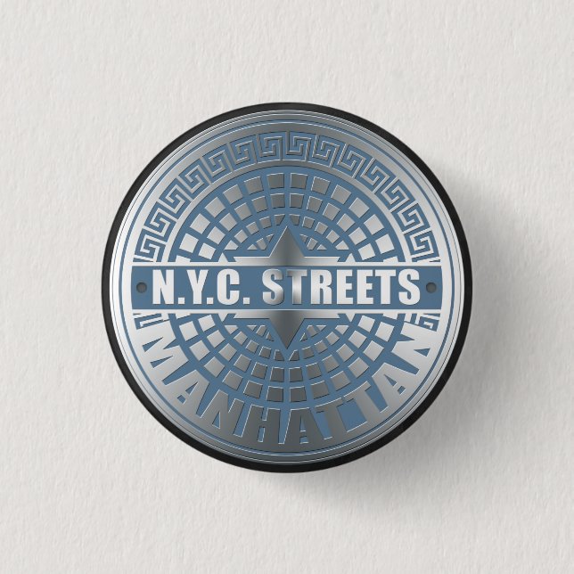 Manhole Covers Manhattan 3 Cm Round Badge (Front)