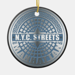 Manhole Covers Manhattan Ceramic Tree Decoration