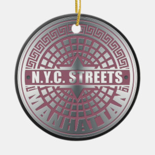 Manhole Covers Manhattan Ceramic Tree Decoration