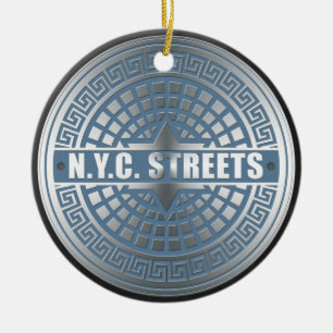 Manhole Covers NYC Ceramic Tree Decoration