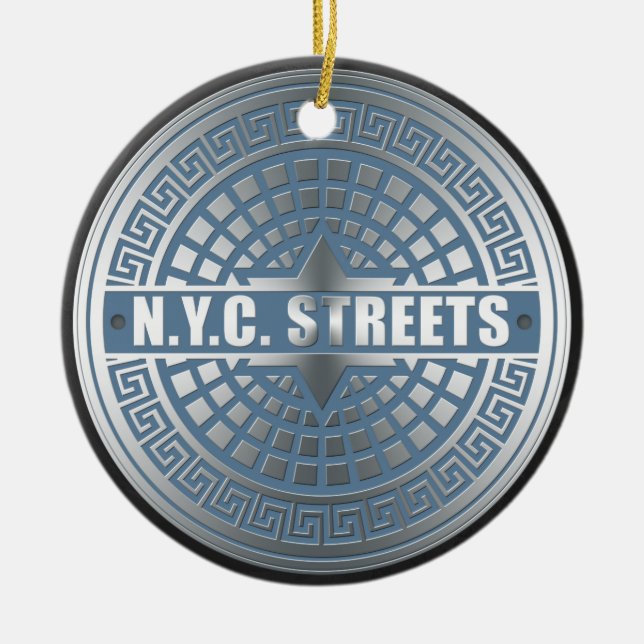 Manhole Covers NYC Ceramic Tree Decoration (Front)