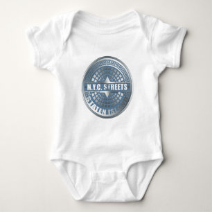 Manhole Staten Island Blue Baby Bodysuit