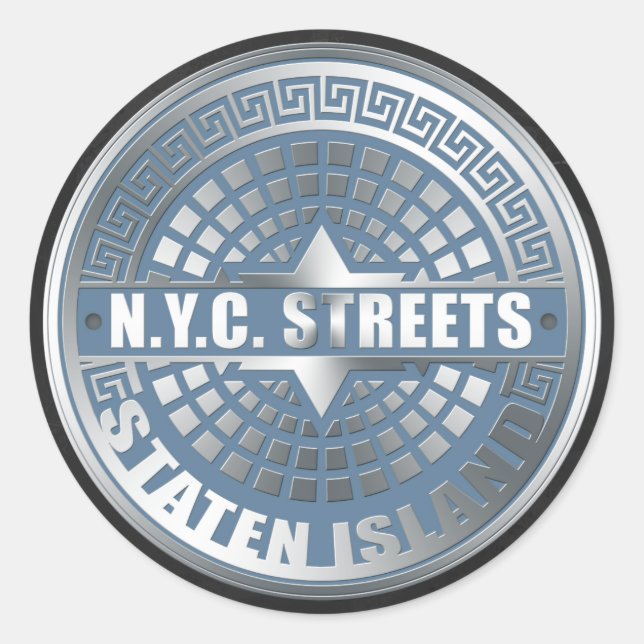 Manhole Staten Island Blue Classic Round Sticker (Front)